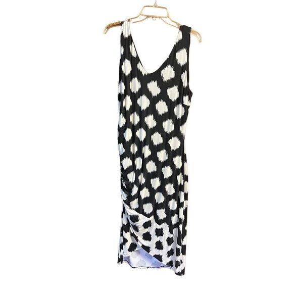 INC international concepts * Low Vs * Tank Dress Black/Off ￼white Sz L NWT - Picture 1 of 8